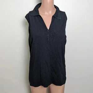 Vintage Kathie Lec Collection Collard V Neck Sleeveless Blouse Size L 12/14